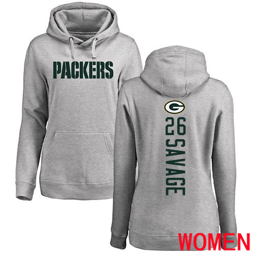 Green Bay Packers Ash Women #26 Savage Darnell Backer Nike NFL Pullover Hoodie Sweatshirts->nfl t-shirts->Sports Accessory